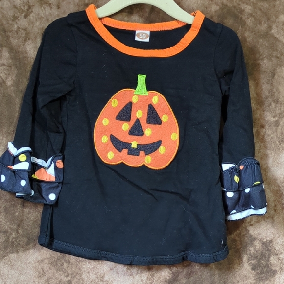 Black Halloween Pumpkin Shirt with Orange Accents inv407 - Picture 1 of 2